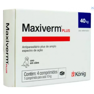 Maxiverm Antiparasitário Amplo Espectro König - 4 comprimidos